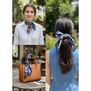 Mara Hoffman Navy White Floral Hemp Handkerchief Scarf NEW